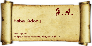 Haba Adony névjegykártya